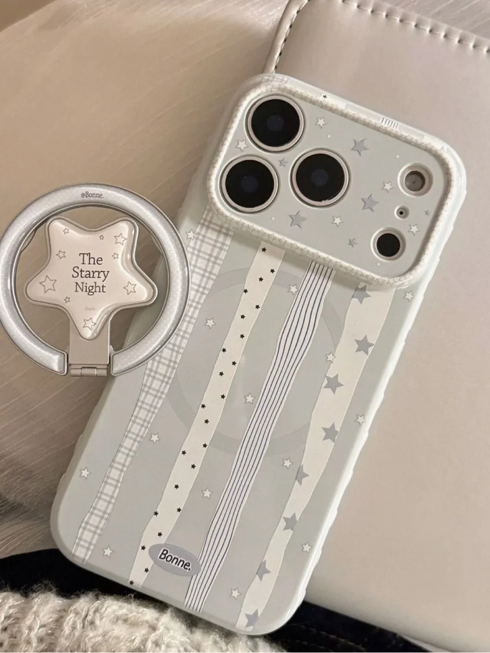 Silver Starry Night Phone Case with Ring Holder